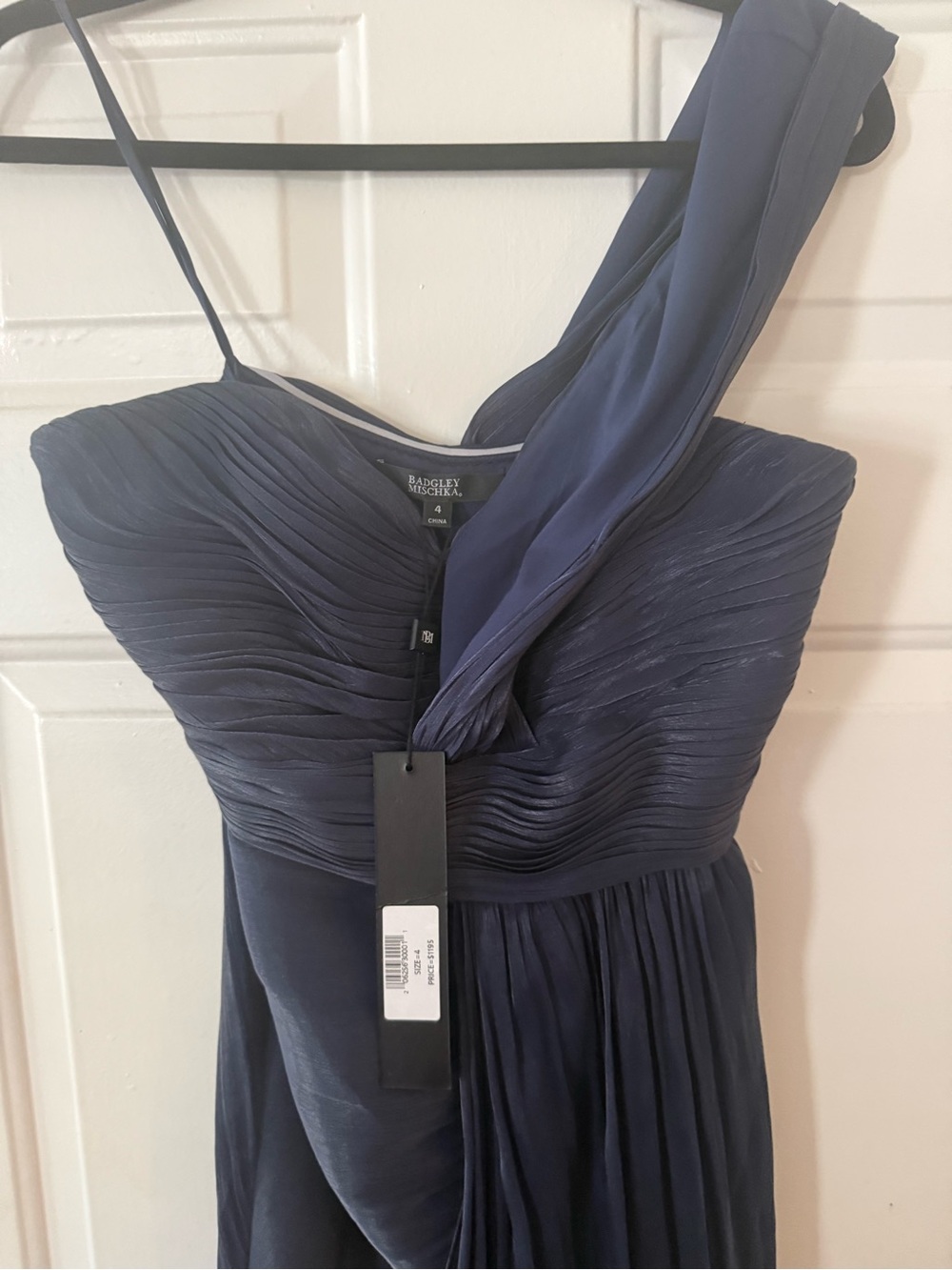 One-Shoulder Navy Evening Gown - Picture 6 of 9